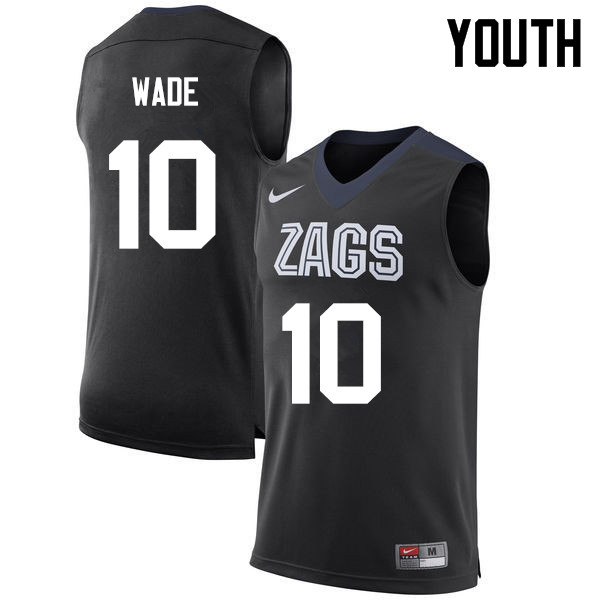 Youth Gonzaga Bulldogs #10 Jesse Wade College Basketball Jerseys Sale-Black - Click Image to Close